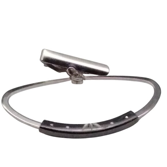 Vintage Anson Adjustable Tie Holder Ring with Clip, Silver Tone with Diamond - Picture 2 of 3